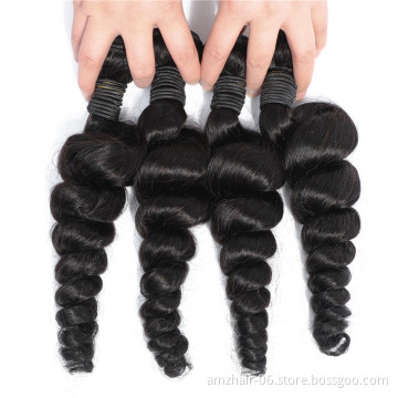 Wholesale Raw Indian Temple Hair 10A Grade Cuticle Aligned Remy Human Hair Loose Wave Bundle Extensions Double Weaving Vendo